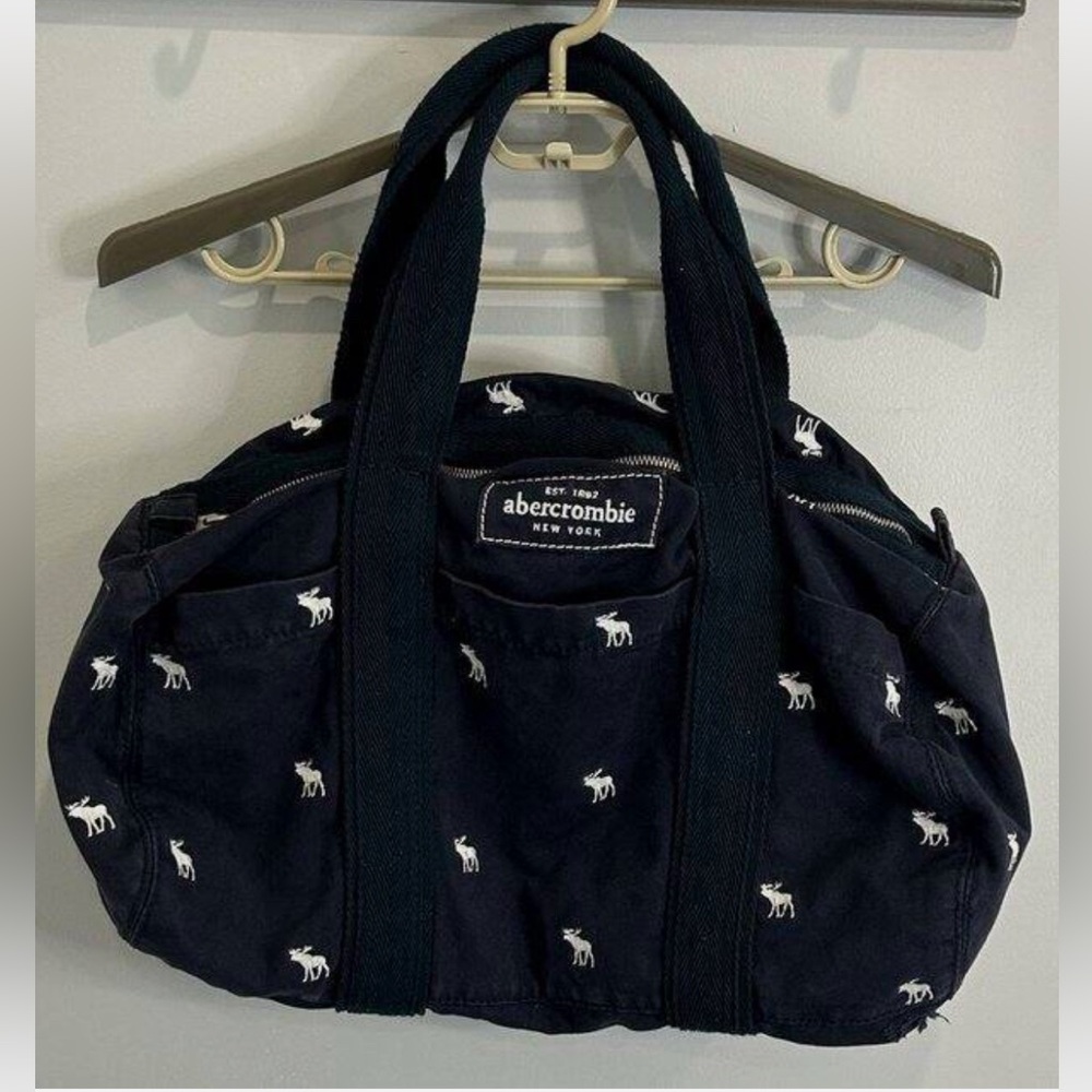 Abercrombie & Fitch New York Navy Blue Duffle Bag Moose Embroidered